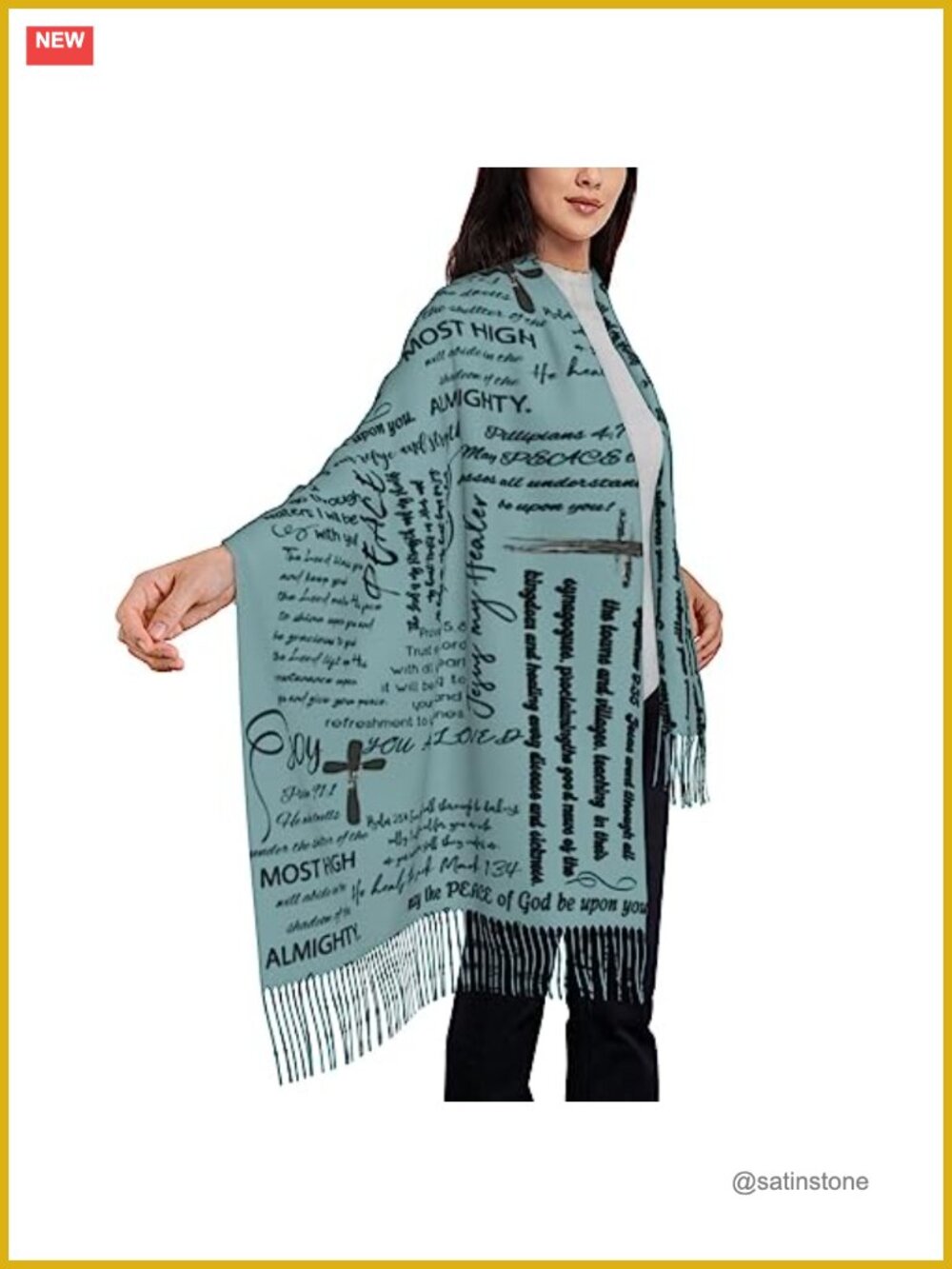Large Cashmere-Like Shawl Wrap Blanket Scarf w/ Tassels Inspirational Scripture